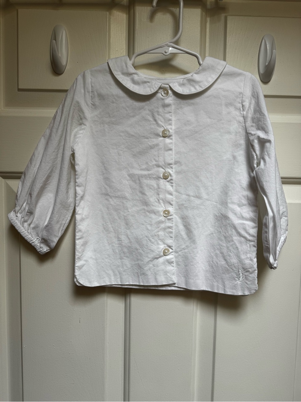 WDW 2T Peter Pan Collar White layering Top Puffy Long Sleeve blouse girls